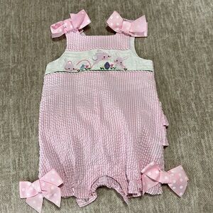 GUC Mud Pie Easter Pink Romper 0-6mon